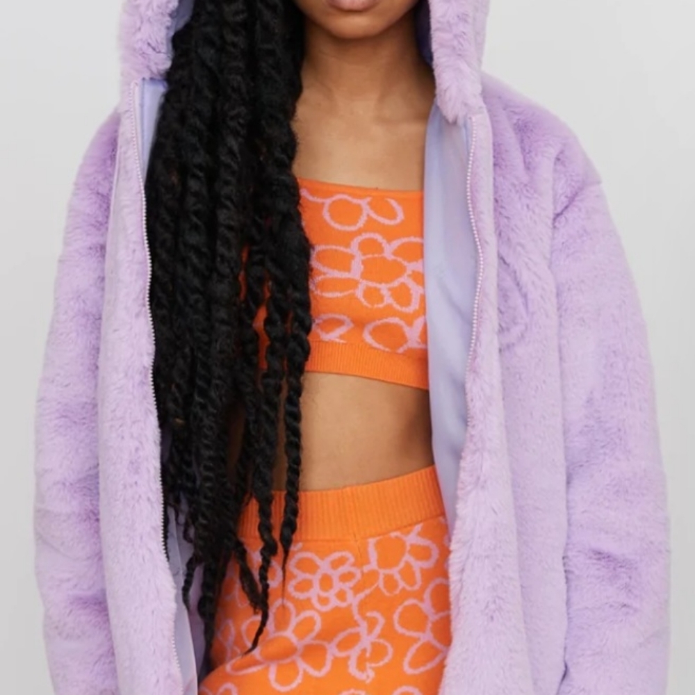 Lazy Oaf Happy Place fur zip hoodie. Size M. Oversized. - Picture 2 of 7